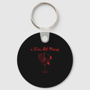 A Tini Bit Merry Funny Santa Martini Tail Christma Key Ring