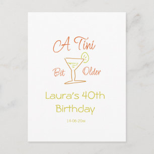 A tini bit older 40th birthday name date martini c postcard