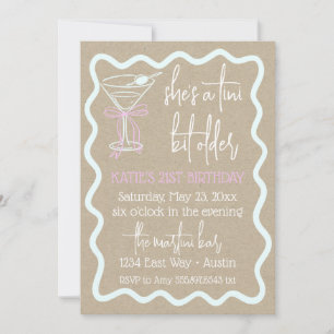 A Tini Bit Older Birthday Martini 21st Birthday Invitation