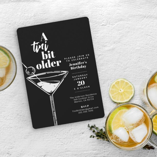 A Tini Bit Older Black Martini Birthday Party Invitation (Creator Uploaded)