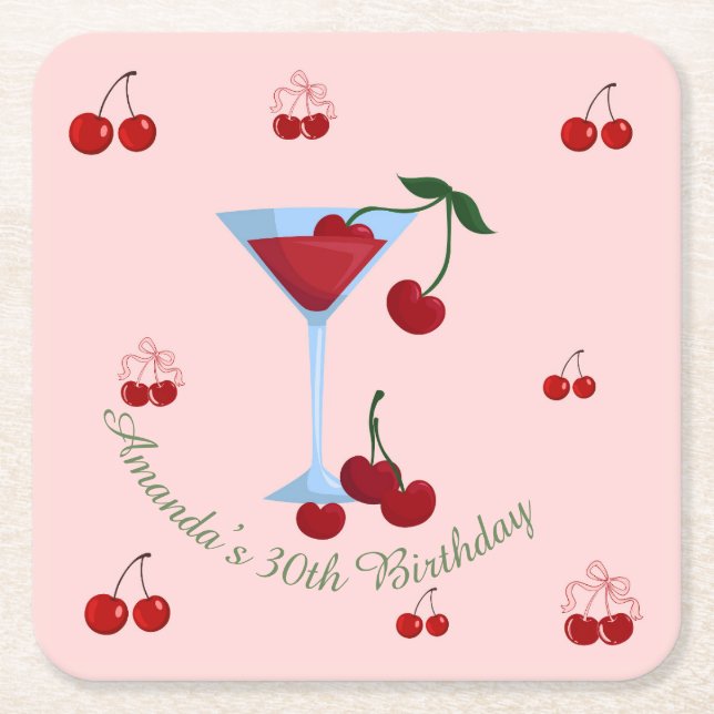 A Tini Bit Older Cherrytini Birthday Square Paper Coaster (Front)