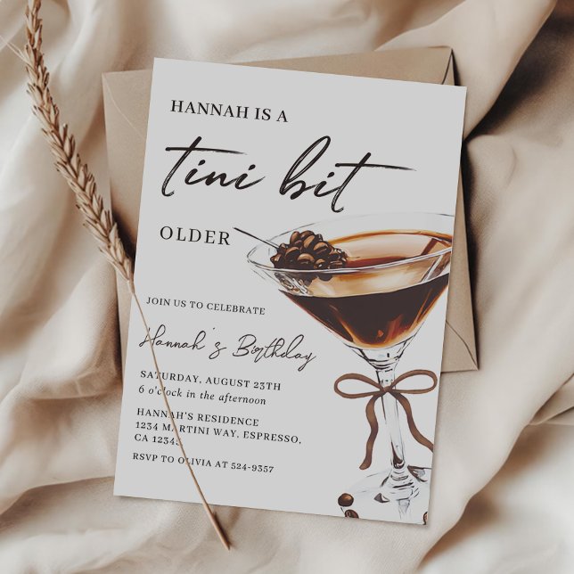 A Tini Bit Older Chic Espresso Martini Birthday Invitation (Creator Uploaded)