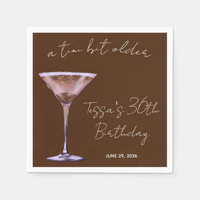 A Tini Bit Older Chocolate Martini Themed Party Napkin (Front)