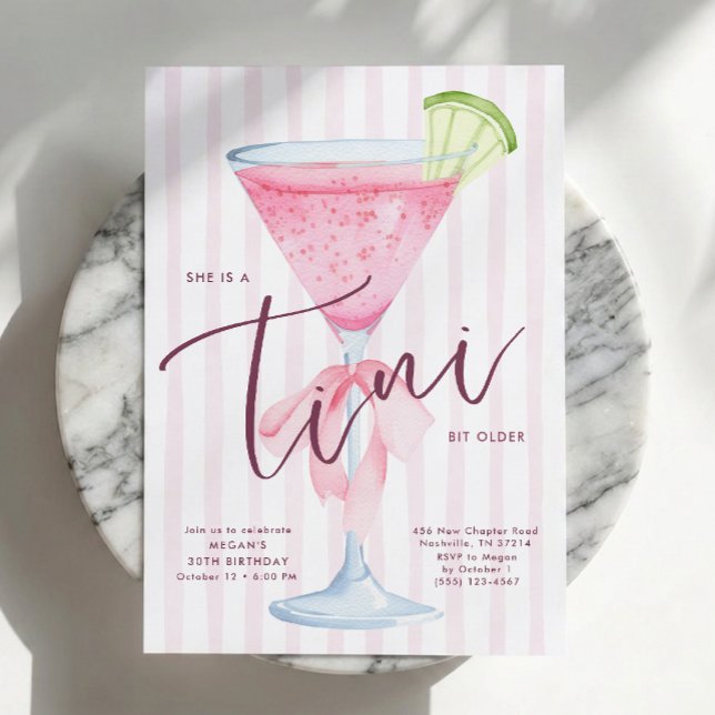 A Tini Bit Older Coquette Martini Birthday  Invitation (Creator Uploaded)