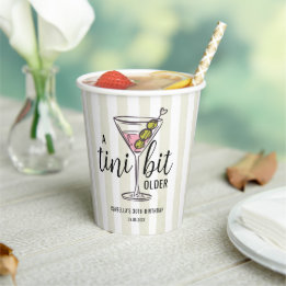 A Tini Bit Older Cute Martini Themed Birthday Paper Cups