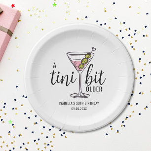 A Tini Bit Older Cute Pink Martini Themed Birthday Paper Plate