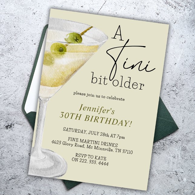 A Tini Bit Older Dirty Martini 30th Birthday Party Invitation (Creator Uploaded)