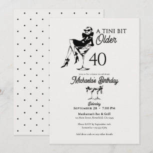 A Tini Bit Older Elegant Martini 40th Birthday Invitation