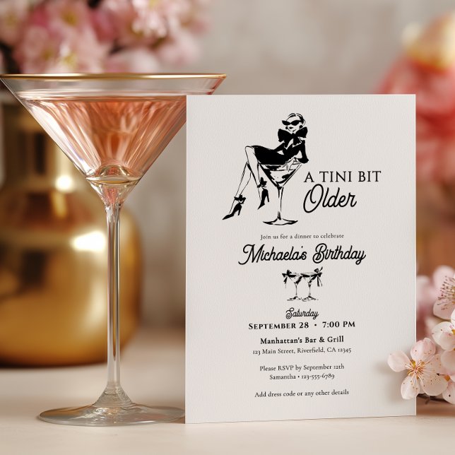 A Tini Bit Older Elegant Martini Birthday Invitation (Creator Uploaded)