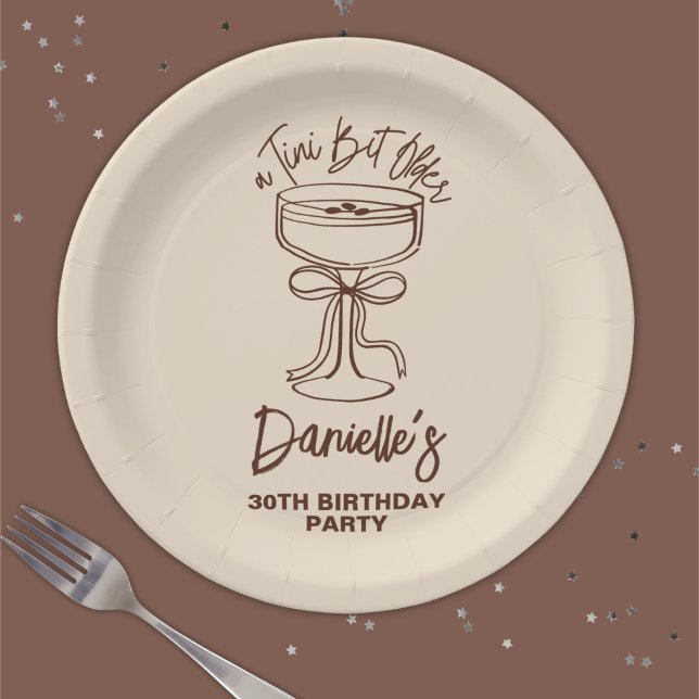 A Tini Bit Older Espresso Martini 30th Birthday Paper Plate (Creator Uploaded)
