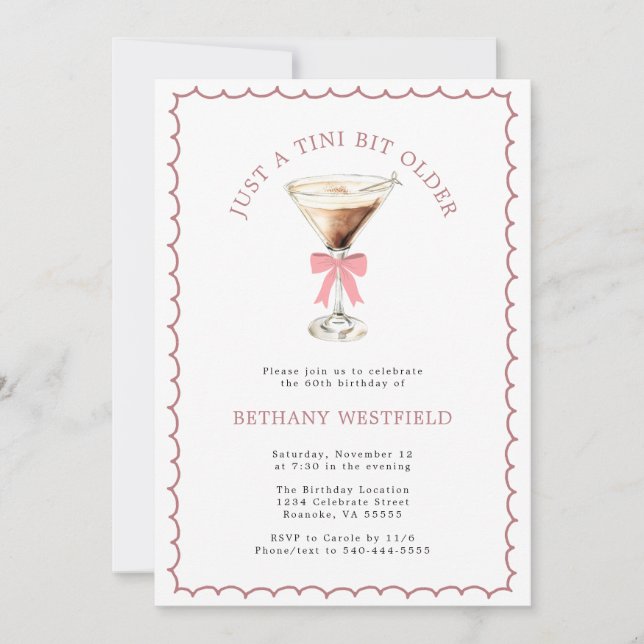 A Tini Bit Older Espresso Martini 60th Birthday Invitation (Front)