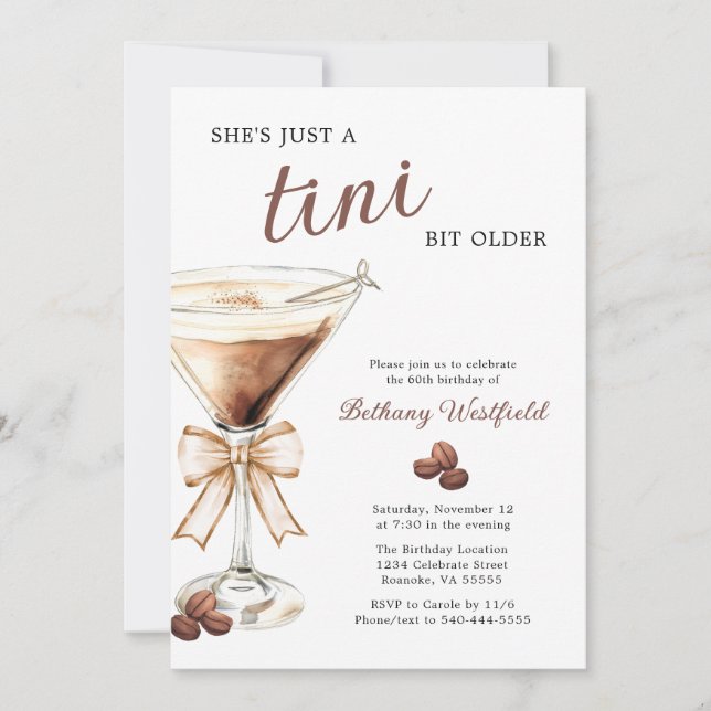 A Tini Bit Older Espresso Martini 60th Birthday Invitation (Front)