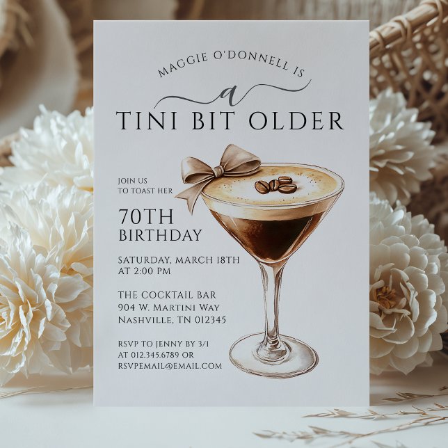 A Tini Bit Older Espresso Martini 70th Birthday Invitation (Creator Uploaded)