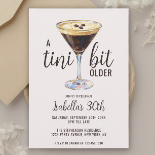 A Tini Bit Older Espresso Martini Birthday  Invitation