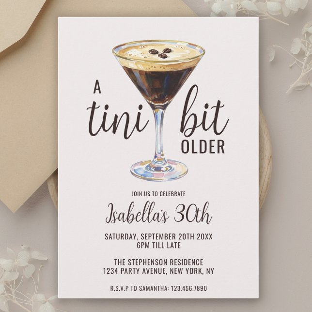 A Tini Bit Older Espresso Martini Birthday  Invitation (Creator Uploaded)