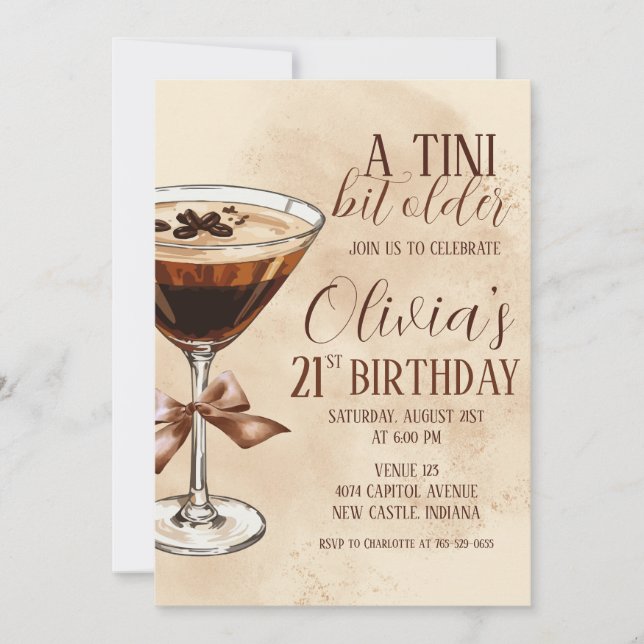 A Tini Bit Older Espresso Martini Birthday Party Invitation (Front)