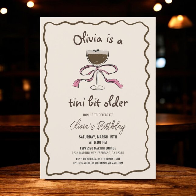 A Tini Bit Older Espresso Martini Birthday Party Invitation (Creator Uploaded)