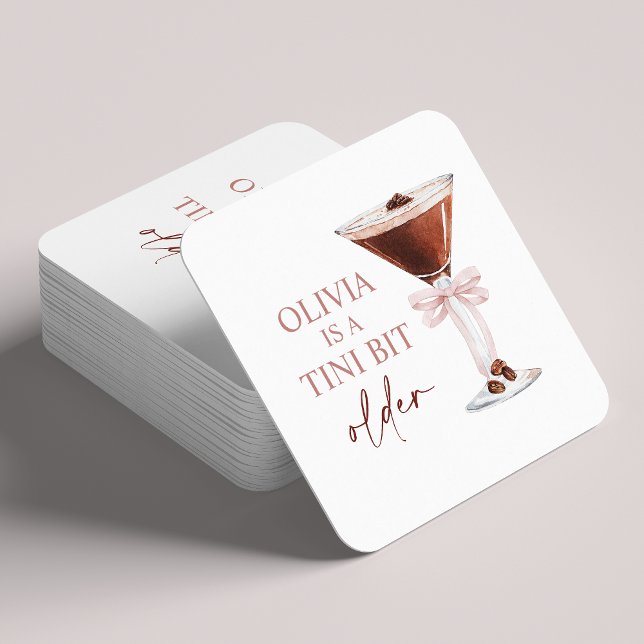 A Tini Bit Older Espresso Martini Party Favour Square Paper Coaster (Creator Uploaded)