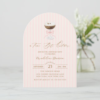 A Tini Bit Older Espresso Martini Striped Birthday Invitation