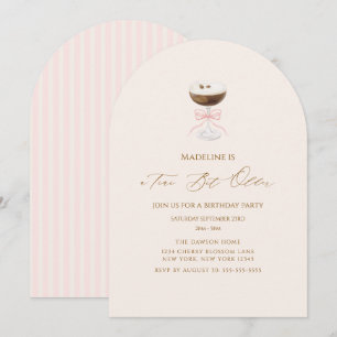 A Tini Bit Older Espresso Martini Striped Birthday Invitation