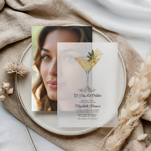 A Tini Bit Older Golden Martini Vellum Birthday Invitations