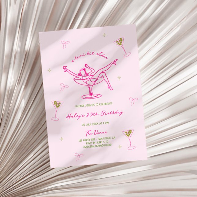 A Tini Bit Older Hot Pink Green Birthday Invitation (Creator Uploaded)
