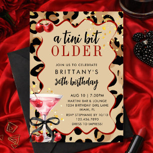 A Tini Bit Older Leopard Cherry Martini Birthday  Invitation
