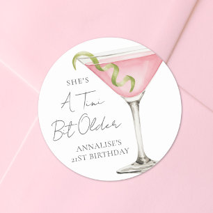 A Tini Bit Older Martini Birthday Classic Round Sticker