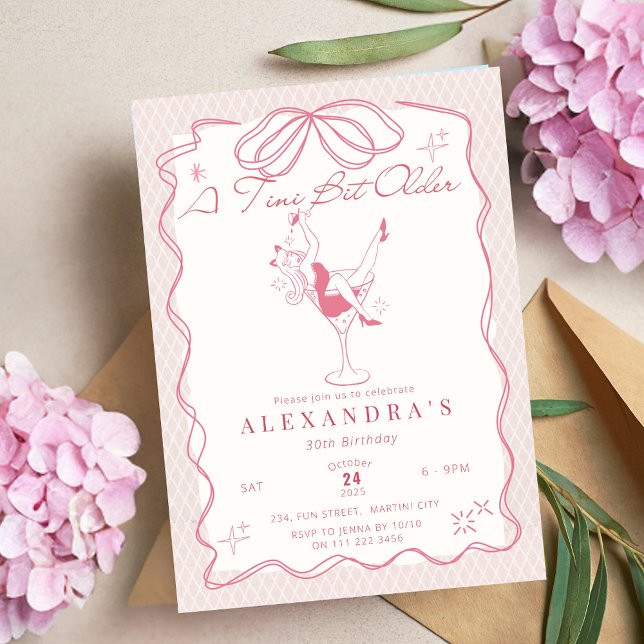 A Tini Bit Older Martini Birthday Girls Night Out  Invitation (A Tini Bit Older Martini Birthday Girls Night Out Invitation)