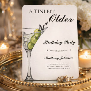 A Tini Bit Older Martini Birthday  Invitation