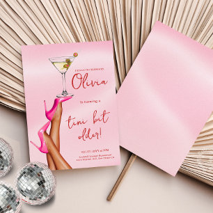 A Tini Bit Older Martini Birthday Invitation Pink