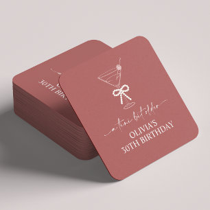 A Tini Bit Older Martini Birthday Party Favour Square Paper Coaster