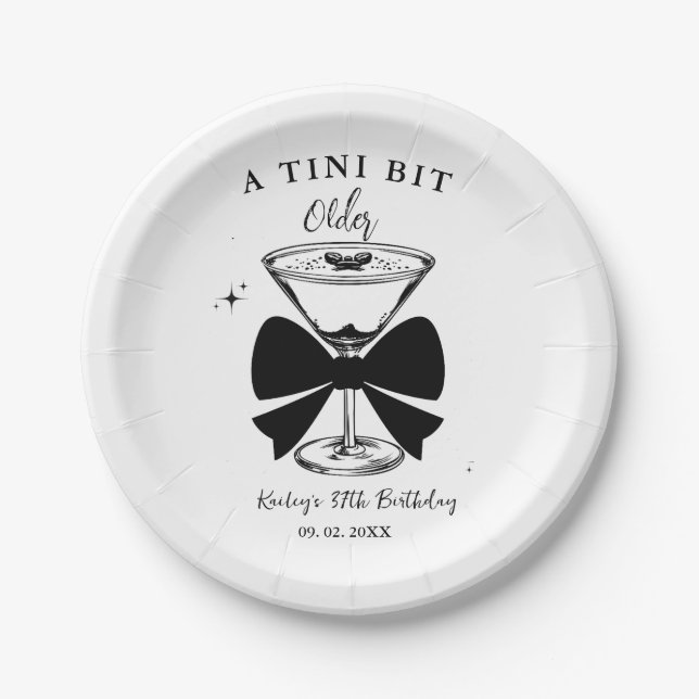 A tini Bit Older Martini Birthday Party Paper Plate (Front)