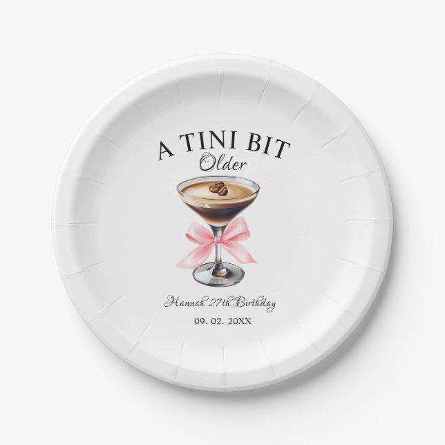 A Tini Bit Older Martini Birthday party  Paper Plate (Front)