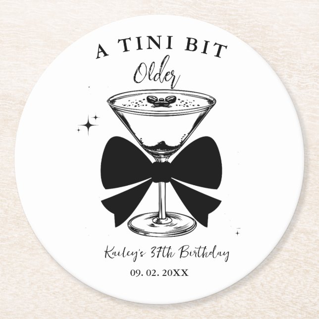 A tini Bit Older Martini Birthday Party Round Paper Coaster (Front)