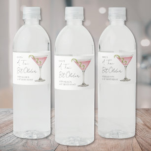 A Tini Bit Older Martini Birthday Water Bottle Label