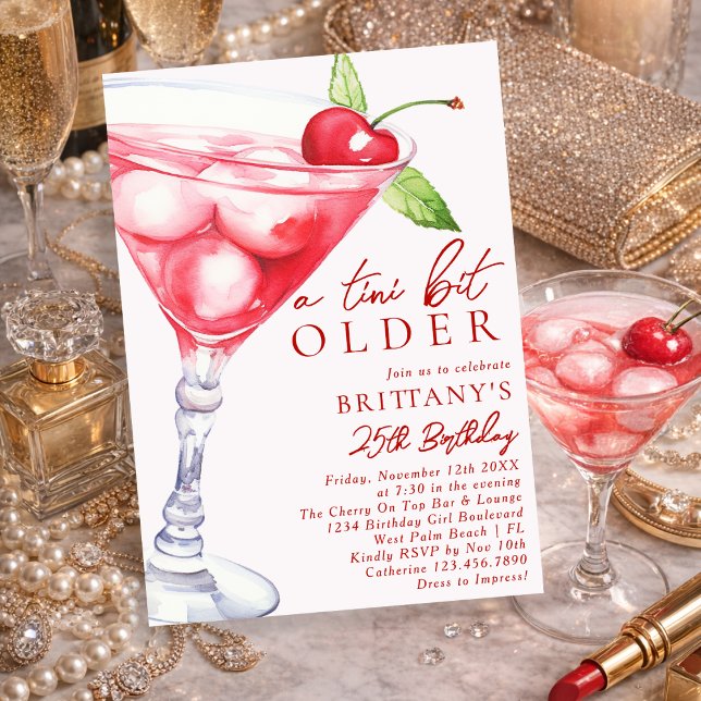 A Tini Bit Older Martini Cocktail Birthday For Her Invitation (Creator Uploaded)