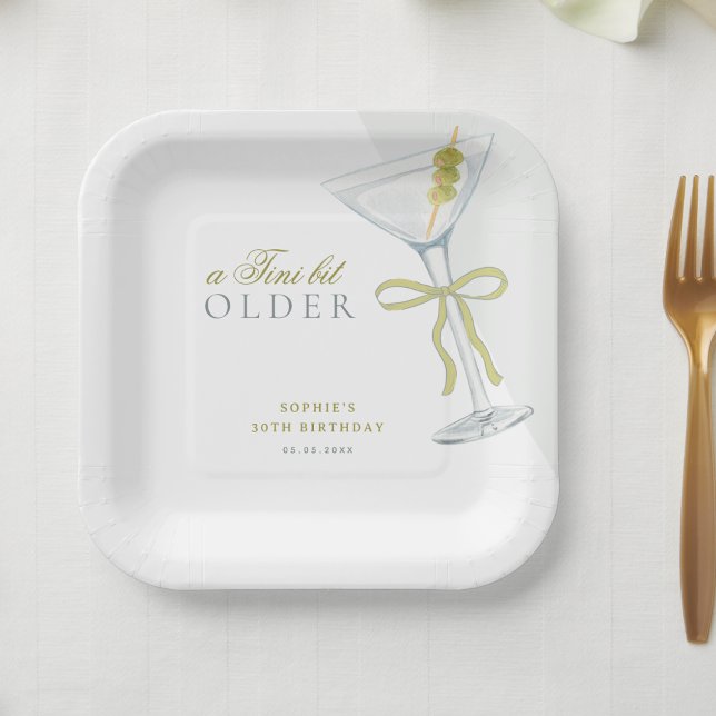 A Tini Bit Older Martini Cocktail Birthday Party Paper Plate (Creator Uploaded)