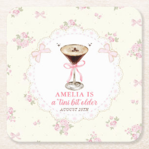 A Tini Bit Older Martini Coquette Birthday Square Paper Coaster