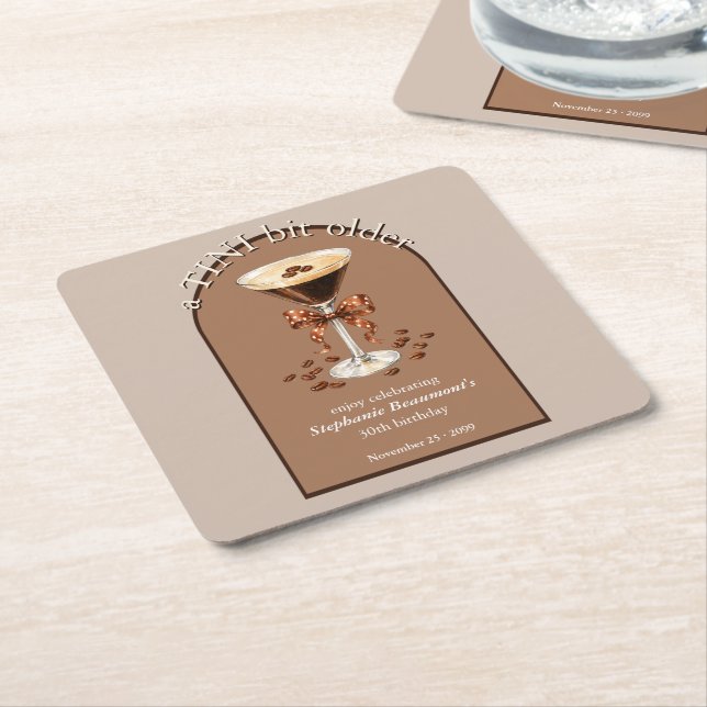 A Tini Bit Older Martini Espresso Brown Arch 30th Square Paper Coaster (Angled)