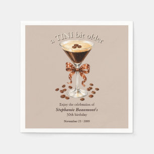 A Tini Bit Older Martini Espresso Brown Bow 30th Napkin