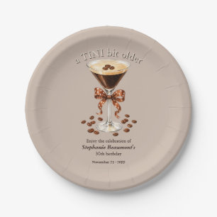 A Tini Bit Older Martini Espresso Brown Bow 30th Paper Plate