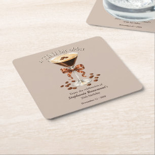 A Tini Bit Older Martini Espresso Brown Bow 30th Square Paper Coaster