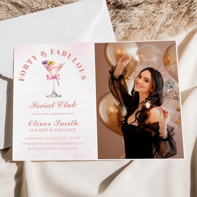 A Tini Bit Older Martini Forty & Fabulous Birthday Invitation (Creator Uploaded)