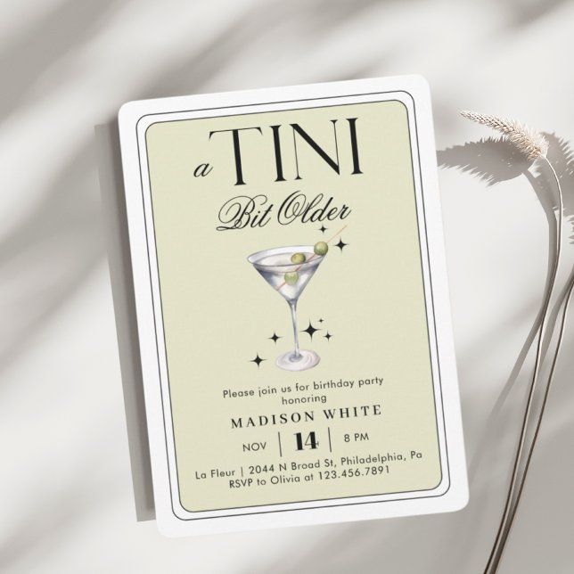a Tini Bit Older Martini Olive Birthday  Invitation (Creator Uploaded)