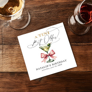 A Tini Bit Older Martini Pink Bow Birthday Napkin