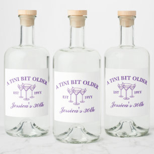 A Tini Bit Older Martini Purple Birthday Party  Liquor Bottle Label