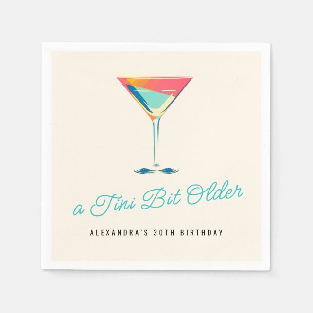 A Tini Bit Older Martini Theme Retro 30th Birthday Napkin (Front)