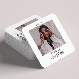 A Tini Bit Older Martini Themed Photo Party Favor Square Paper Coaster