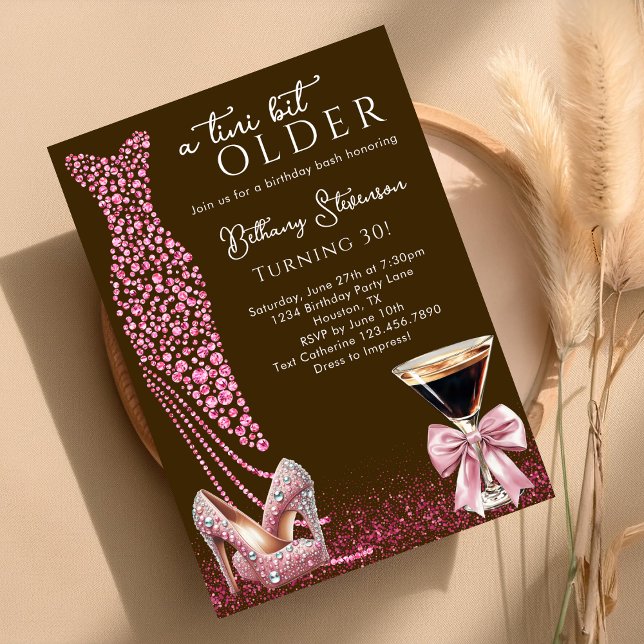 A Tini Bit Older Mocha Pink Glam Birthday Party Invitation (Creator Uploaded)
